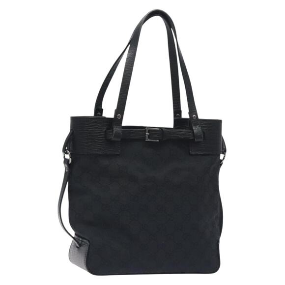 GUCCI GG Canvas Tote Bag Black Silver - Picture 1 of 16